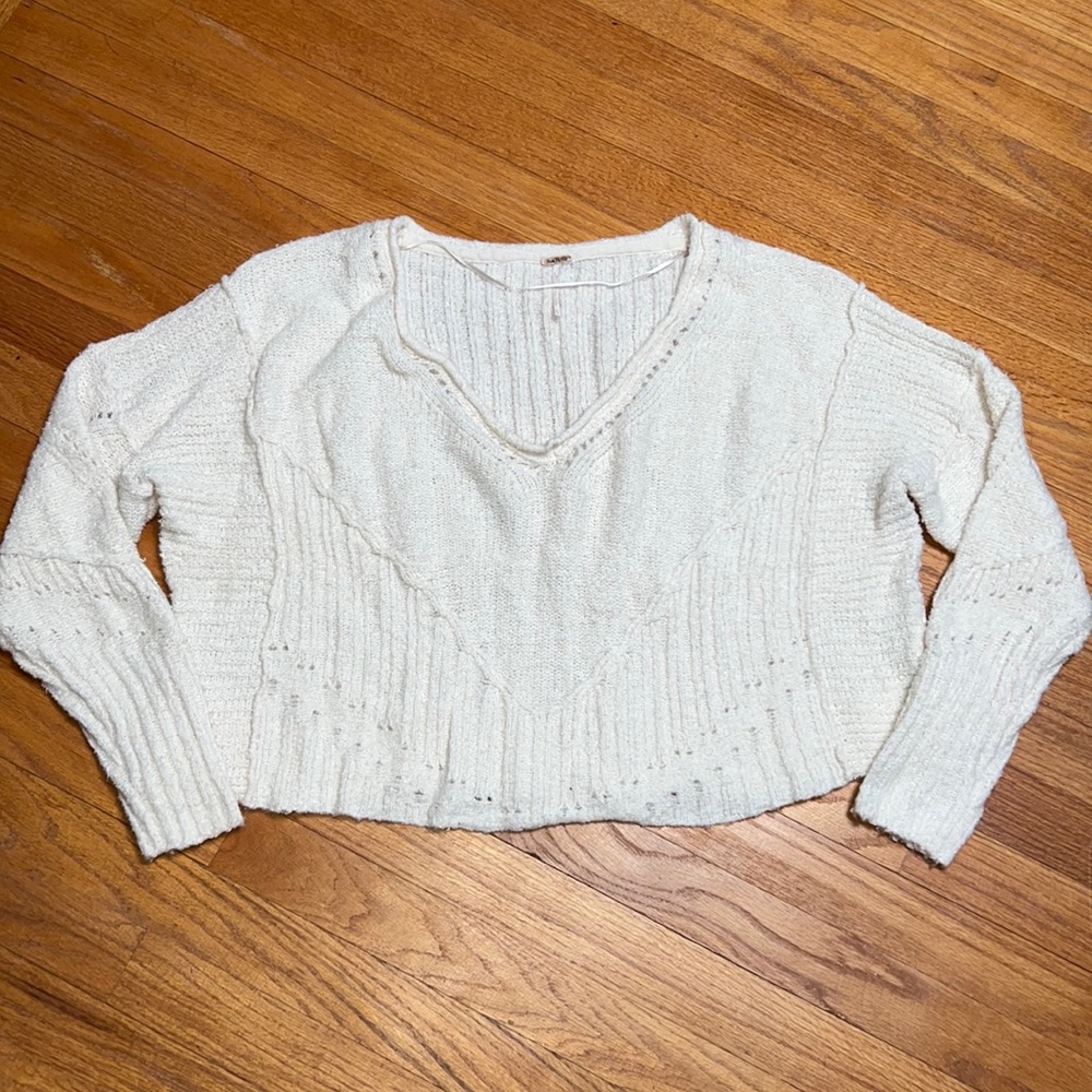 Free People slouchy crop sweater cream women’s XL
